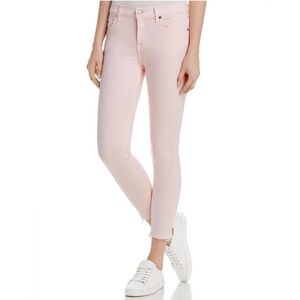 7 For all Mankind released hem ankle skinny jeans, size 27 light pink